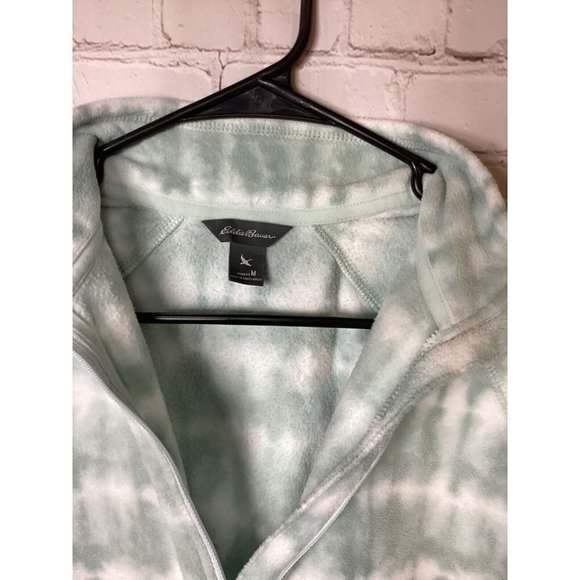 Eddie Bauer Aztec Tie-dye Women's Quarter Zip Fleece Pullover Green White, Sz M - Picture 5 of 6